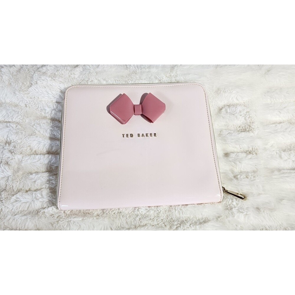 Ted Baker Pink Patent Ipad Tablet E-reader Organizer Sleeve/Case clutch FLAW